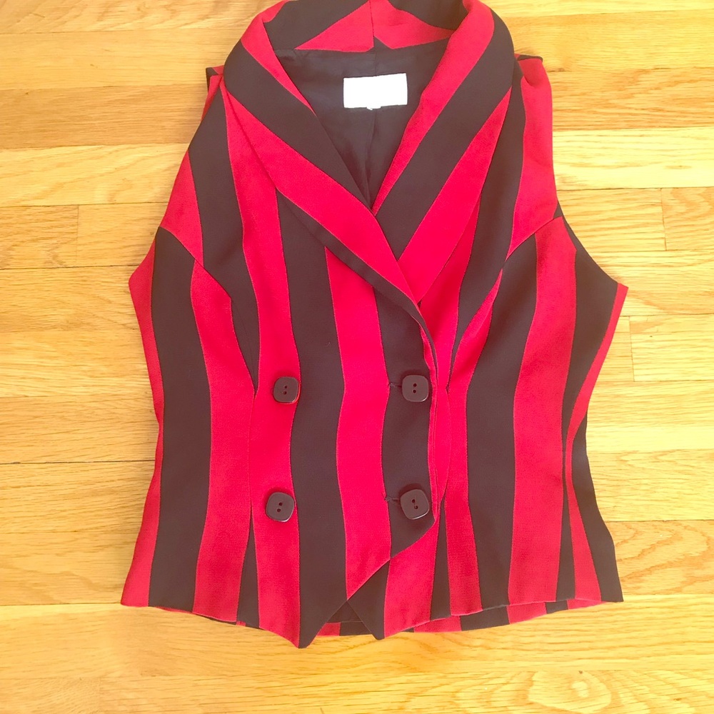Gently worn versatile red/black striped blazer.